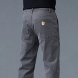 Fashion Print Six-Pocket Jeans Small Straight Cut Style Men's Casual Comfortable Fit Clothing