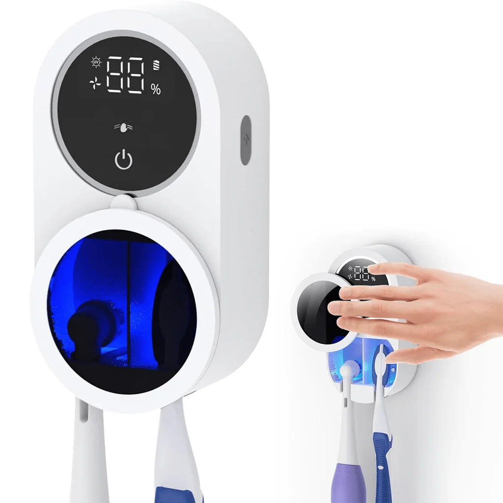 Wall-mounted Toothbrush Holder, Intelligent Sterilizer & Dryer, Fits Most Walls, Automatic Disinfection For Toothbrushes.