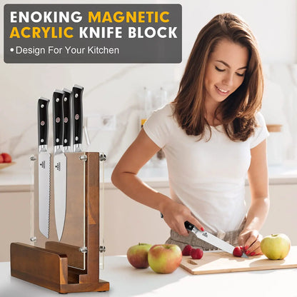 Magnetic Knife Holder With Acrylic Shield Double Side Knife Block Multifunction Storage Knife Stand for Kitchen Cutlery Display