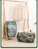Durable Collapsible Laundry Basket, Mesh Pop Up Laundry Hamper With Side Pocket, Foldable Clothes Storage Hamper With Reinforced