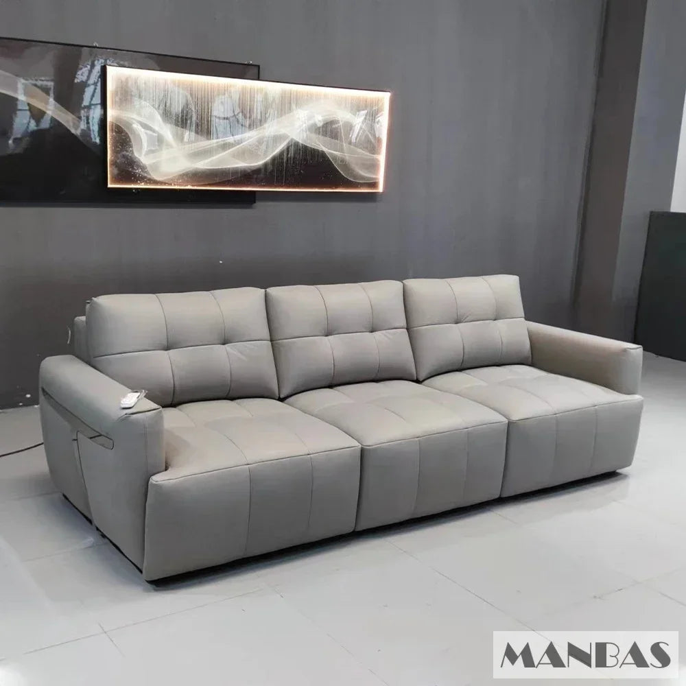 MINGDIBAO Electric Convertible Sofa Bed Italian Genuine Leather Sleeper Couch Multifunction Folding Sofas Beds for Cinema Room
