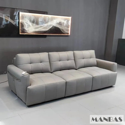 MINGDIBAO Electric Convertible Sofa Bed Italian Genuine Leather Sleeper Couch Multifunction Folding Sofas Beds for Cinema Room