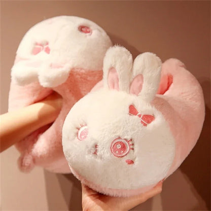 Comemore 2023 White Warm Adult Lady Plush Head Indoor Floor Women Fun Slipper Rabbit Cute New Home Slippers Cartoon Bee Design