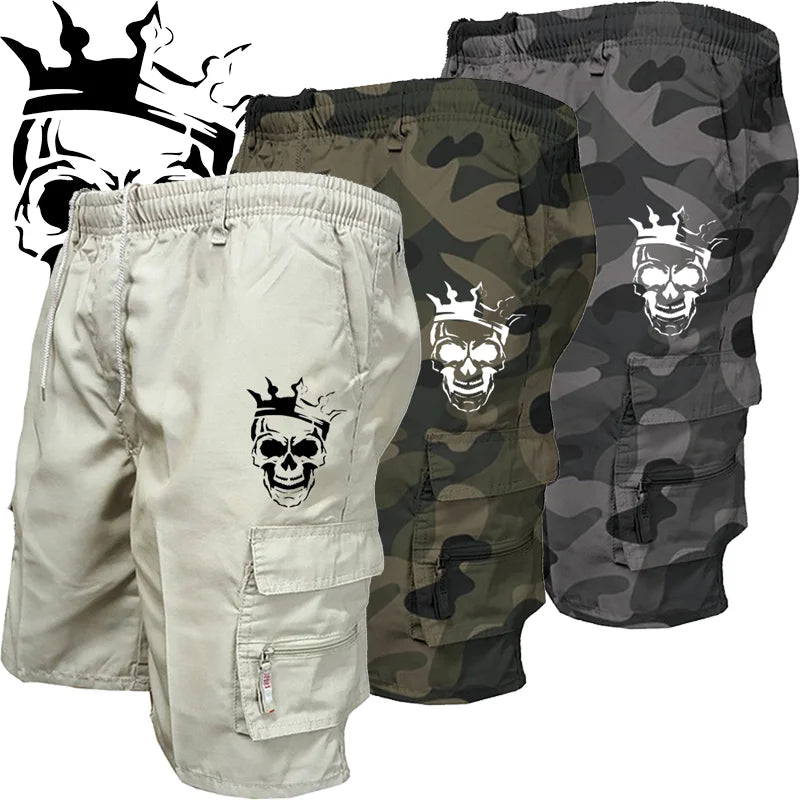 Pantalones cortos casuales multibolsillos de moda para hombre, pantalones deportivos holgados, pantalones cortos tácticos de camuflaje.