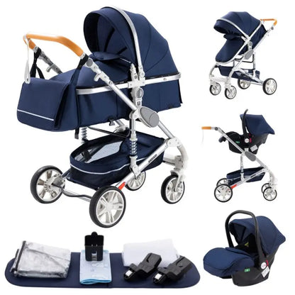 Newest Baby Stroller 3 in 1 Portable Luxury Travel Baby Carriage Fold Pram High Landscape Aluminum Frame Newborn Infant Stroller