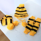 Dog Winter Wear 1 Set(hat+scarf+leg Warmers) Rainbow Stripe Knitted Dog Scarf Winter Warm Hat Footwear Sloves Pet Clothes