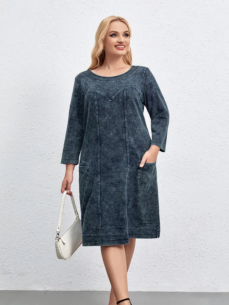 Vestido jeans casual feminino plus size solto ajuste mini vestido várias cores disponíveis