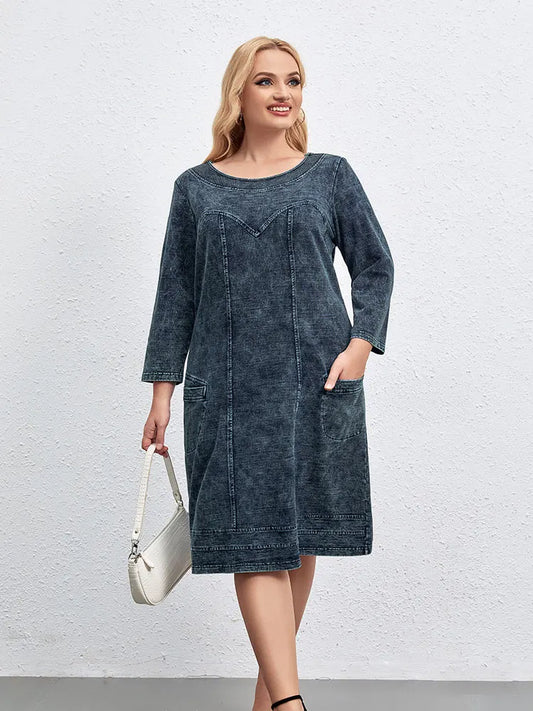 Vestido jeans casual feminino plus size solto ajuste mini vestido várias cores disponíveis