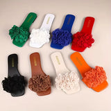 Women Flat Slippers Casual Walking Flower Shoes Female Summer Fashion Dress Sandals Outdoor Shallow Slippers Home Slides Women