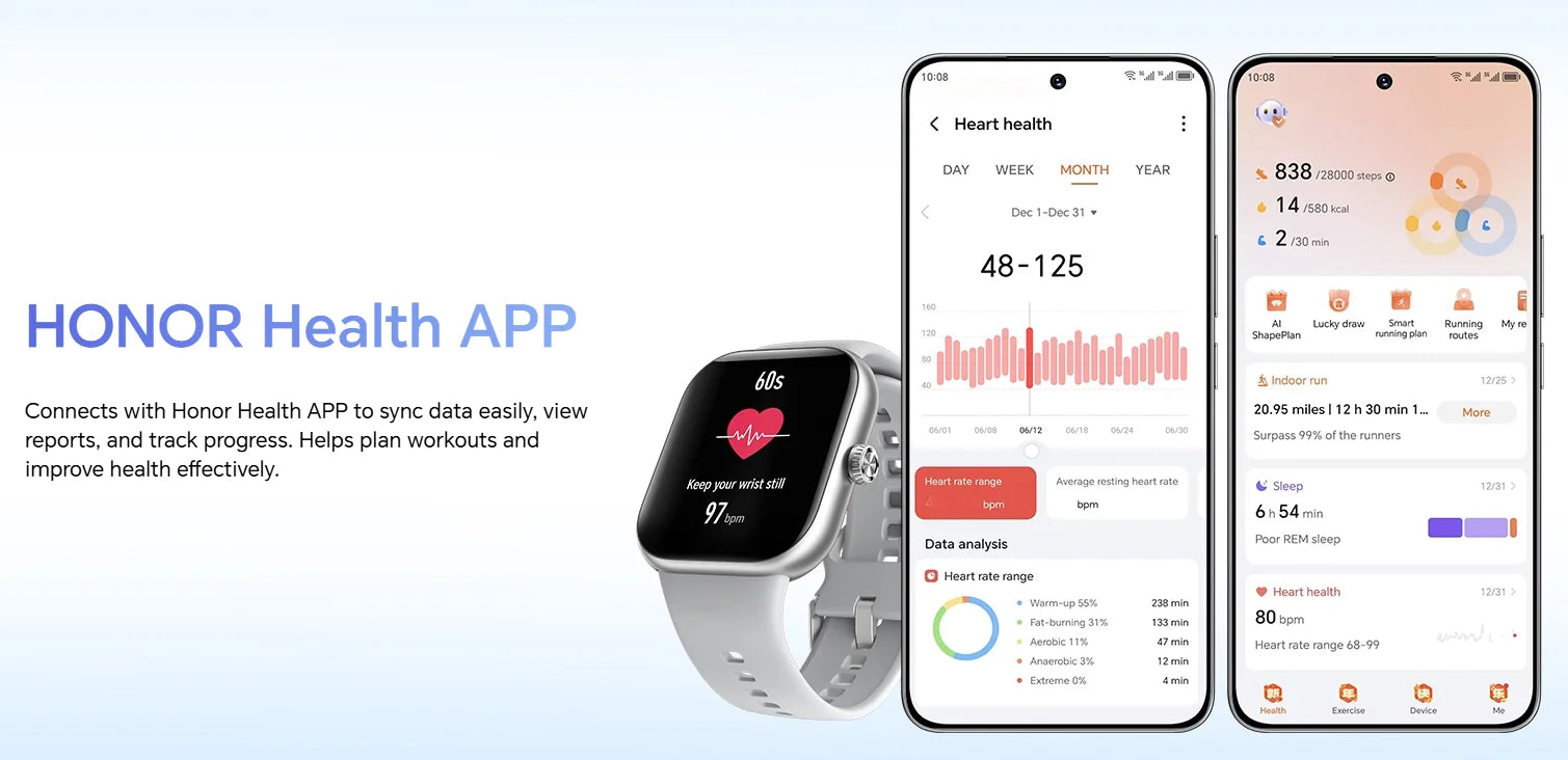 HONOR CHOICE INFOWEAR Watch 2 Pro – Tela AMOLED de 1,97" com bordas finas, suporte a barômetro e bússola, e posicionamento GNSS autônomo.