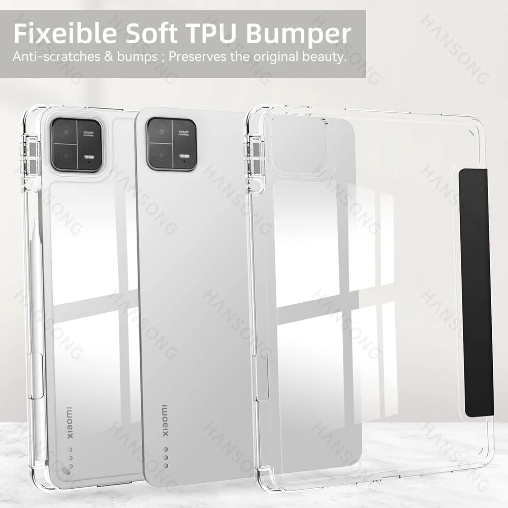 For Mi Pad Case for Xiaomi Mi Pad 5 & 5 Pro 11 inch HD Transparent Case for Mi Pad 6 & 6 Pro 11 inch with Awake / Sleep Cover