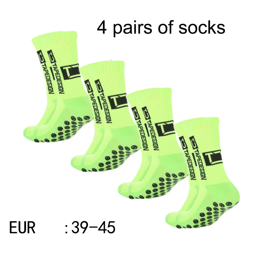 4 pairs of new TC mid tube glued football socks for sports training and competition, non slip and breathable socks