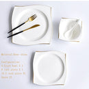 Ceramic Square Plates and Bowl Set Dinner Set Plates and Dishes Bone Porcelain Tableware Phnom Penh Cutlery Kitchen Accessories