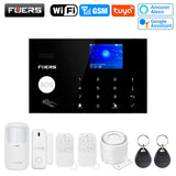 FUERS WIFI GSM Alarm System Wireless Home Burglar Security Alarm System Tuya APP Control Siren Motion Detector PIR Smoke Sensor