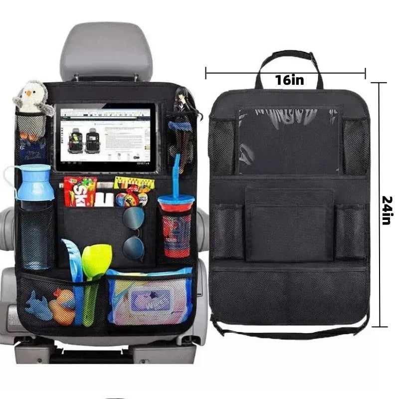 Car Backseat Organizer with Touch Screen Tablet Holder Auto Storage Pockets Cover Car Seat Back Protectors Car Accessories