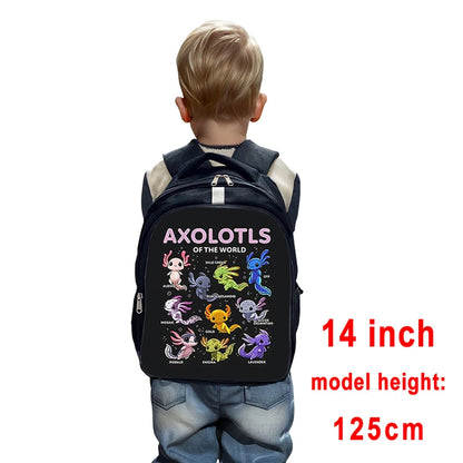 Axolotls of The World Backpack for Teenager Cute Axolotl Children School Bags Book Bag Laptop Backpacks Daypack Storage Bags