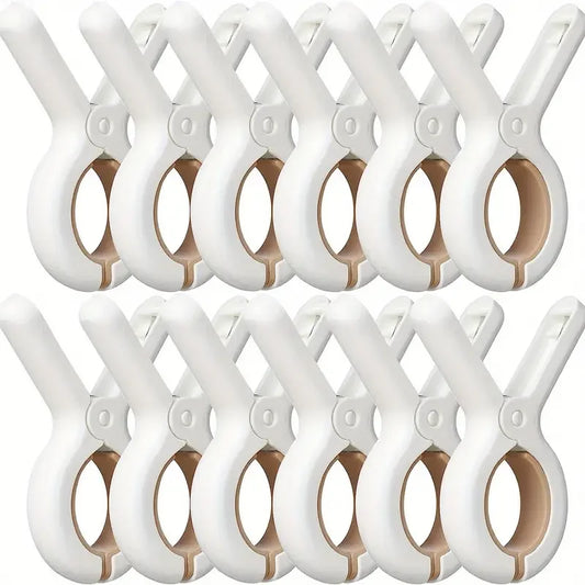 12 Pack Plastic Clothes Pins with Strong Anti-Rust Springs,Heavy Duty Beach Towel Clips,Laundry Clothespins to Keep Your Towel