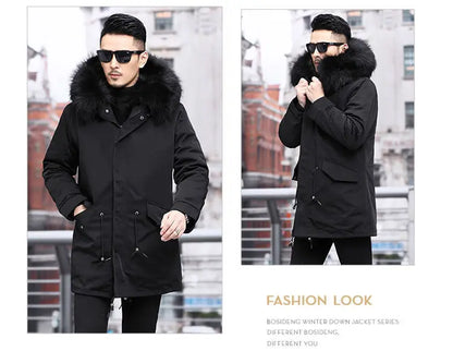 Abrigo de piel sintética Parker para hombre, cálido y nuevo de invierno, de una pieza, de piel sintética de visón, de longitud media.