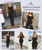 Mono de entrenamiento sin costuras para mujer, mono de yoga acanalado, ajustado, de una pieza, con cuello cuadrado y leggings