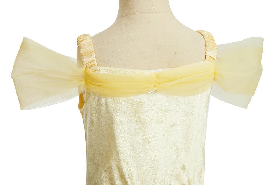 Children Princess Costume Kids Halloween Carnival Beauty Beast Birthday Party Clothes Girl Yellow Belle Cosplay Dress Up