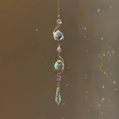 Colgante de cristal para jardín, atrapasol, campanillas de viento, prisma arcoíris, cadena de cristal para ventana, campana colgante, árbol de Navidad, decoración del hogar