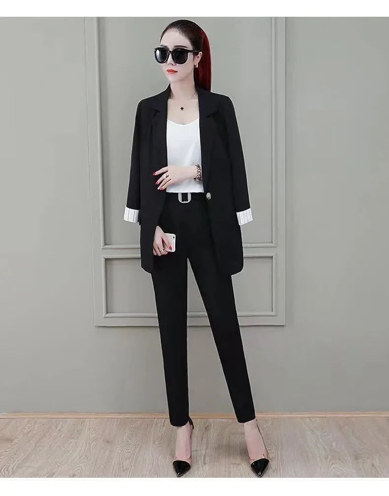 Conjunto de traje de tres piezas para mujer, elegante y a la moda, para primavera y otoño, ropa profesional de verano, novedad