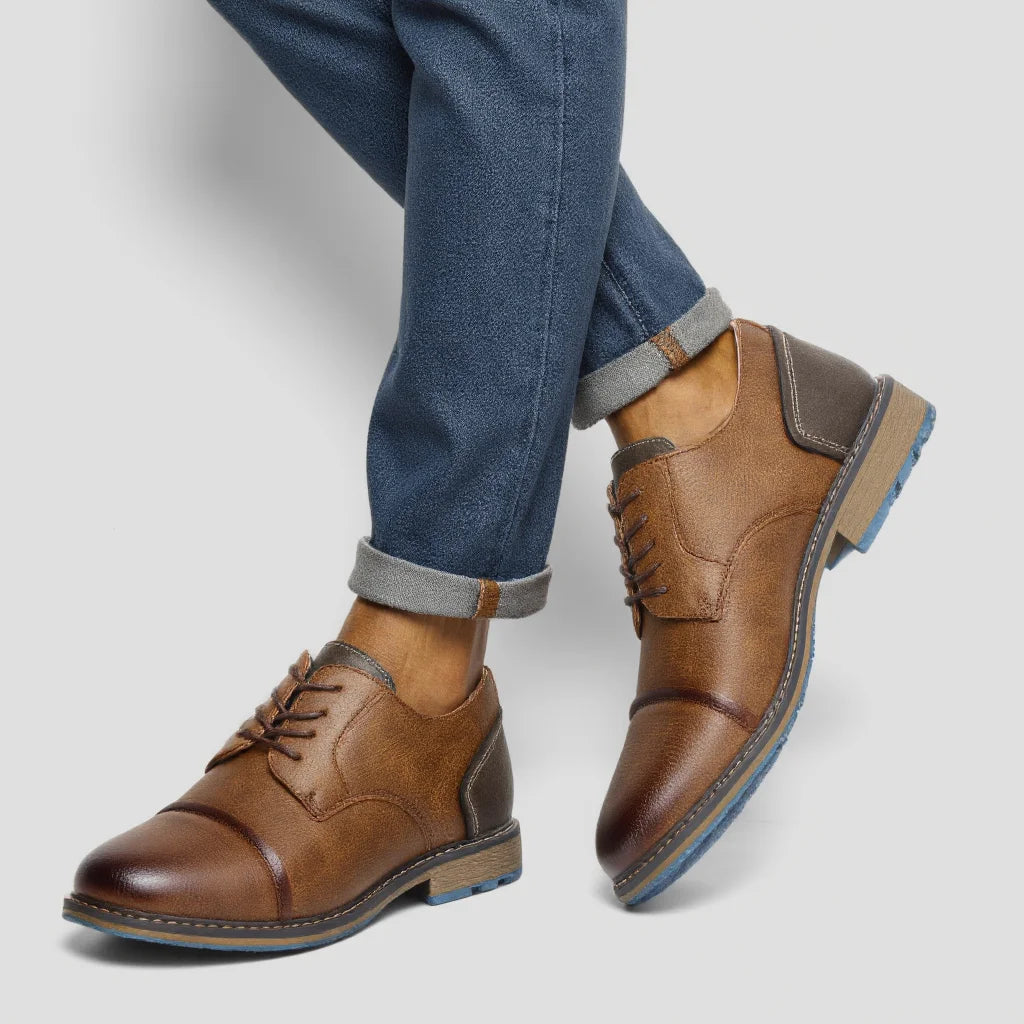 Retro Men's Casual Derby Shoes 2025 Fashion Leather Footwear New Style Men's Slip-On Comfortable Men's Shoes