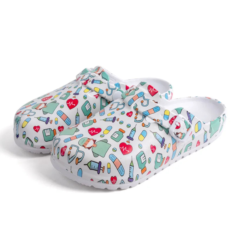 Zuecos médicos estampados antideslizantes, zapatillas ultraligeras para médicos y enfermeras, calzado veterinario, calzado quirúrgico premium YC-1