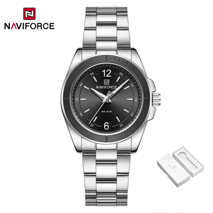 NAVIFORCE Women Watches Stainless Steel Sports Fashion Watch Waterproof Ladies Classic Wrist Watch Simple Luminous Girl Clock