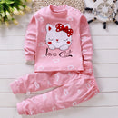 Cotton baby girl clothing winter newborn baby clothing set 2 sets of spring children's pajamas 0-5 year old baby cartoon casual