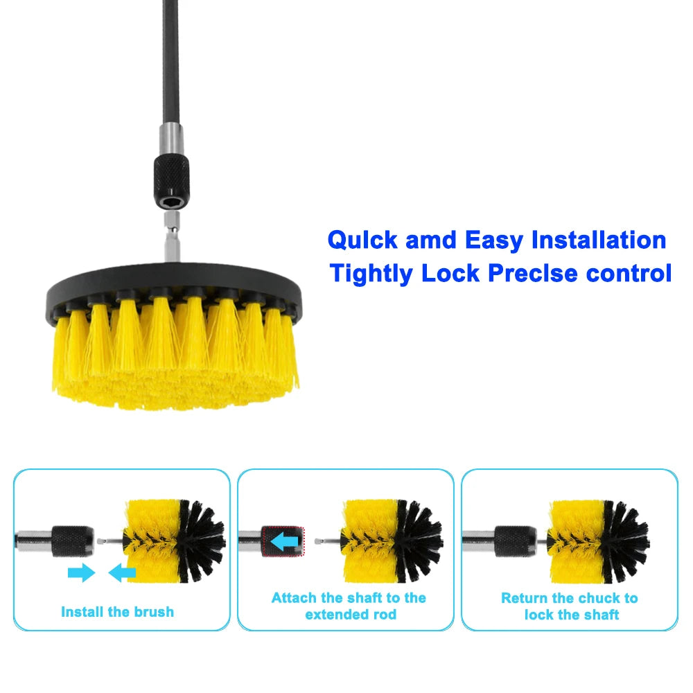 Kit de 12 o 4 cepillos para taladro eléctrico, cepillo de limpieza para alfombras, vidrios, coches, cocinas, baños, herramientas de limpieza del hogar. 