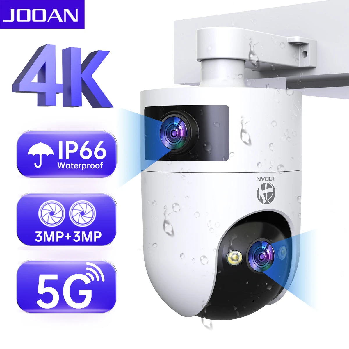 JOOAN 10MP 6MP PTZ Wifi Camera Outdoor Dual Lens Dual Screen IP Camera AI Tracking Security Protection CCTV Surveillance Camera