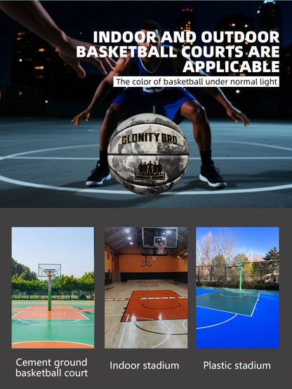 Glowing Green BasketBall For Men Women,Official Size 5/6/7 Soft Composite Leather In&Outdoor Street Luminous Ball Night Use Game