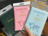 Funda de pasaporte personalizada con nombre en color dorado, billetera de viaje para hombre y mujer, porta pasaporte personalizable con nombre, tarjetero de presentación