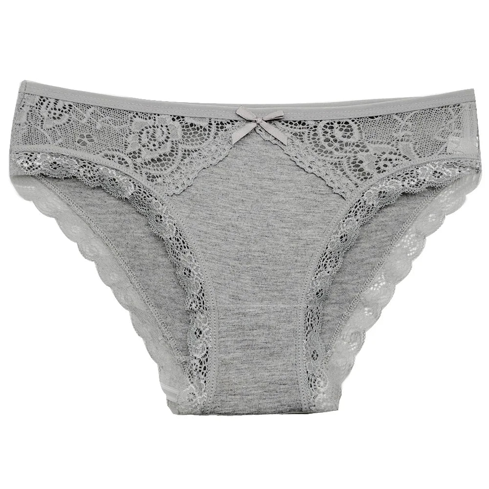 Conjunto de 5 bragas de encaje sexys de tiro bajo para mujer, lencería de algodón, novedad