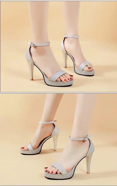 Zapatos de tacón súper alto 2023 para mujer, zapatos de punta abierta, zapatos de fiesta de boda, sandalias de verano, plataforma de moda, tacones finos 