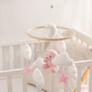 Baby Crib Mobile Rattle Toy Wooden Bed Bell Mobile Hanging Teddy Velvet Bear Doll Toy Newborn Music Box Crib Mobile Bracket Gift
