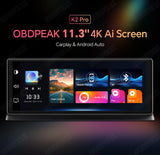 K2 Pro 11.3" Car DVR 4K Camera Wireless Carplay Android auto Ai Screen Dash Cam Dual Len Video Recorder GPS Navigation Dashboard