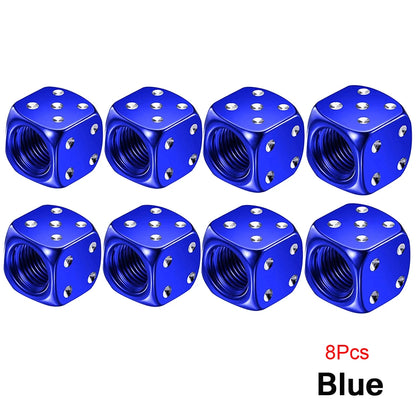 Aluminum Dice Tire Valve Caps Dustproof Car Truck Motocycle Bike Dice Wheel Stem Tyre Tire Wheel Stem Air Valve Dust Cap Cover