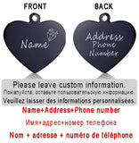 Dog ID Heart Tag Custom Personalized Cat Collar Pendant Engraved Pet Necklace Chain Charm Supplies For Name Products