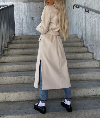 2023 Autumn Winter Spring New Fashion Casual Elegant Simple Long Sleeved Lapel Button Split Woolen Jacket
