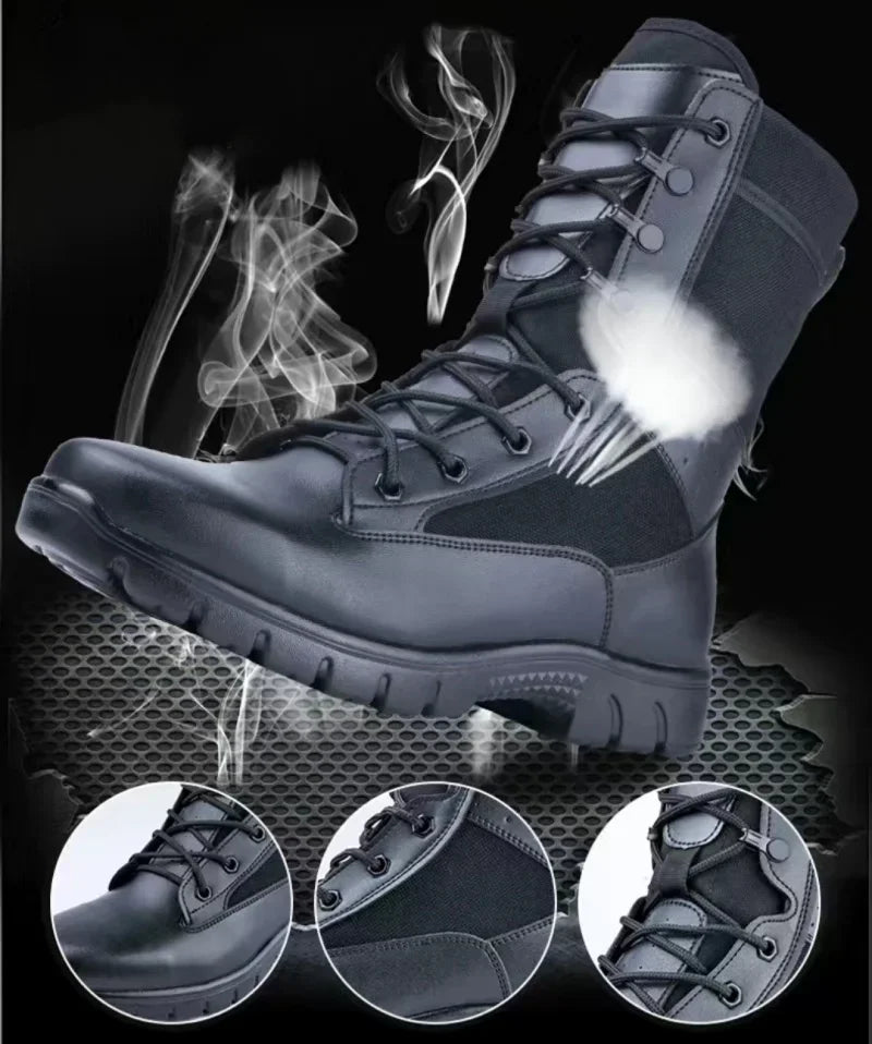 Summer Breathable Tactical boots Mesh Boot Waterproof Soft Shoe Wear-resistant Combat boot anti-skid Outdoor Hiking Walking Boot