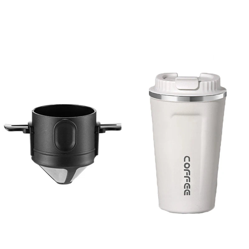 Filtro de café portátil de acero inoxidable 304, soporte para café y té, taza reutilizable, juego de taza de té con gotero, cafetera, utensilios de café