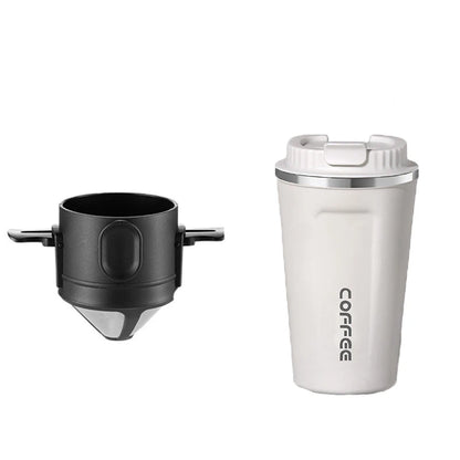 Filtro de café portátil de acero inoxidable 304, soporte para café y té, taza reutilizable, juego de taza de té con gotero, cafetera, utensilios de café
