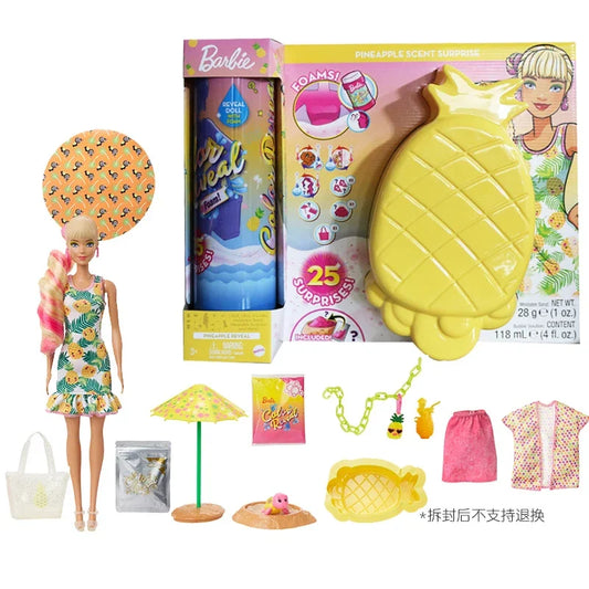 Genuine Barbie Color Reveal Foam Dolls Pet Friend with 25 Surprises Scented Bubbles Princess Doll Toys for Girls Gift