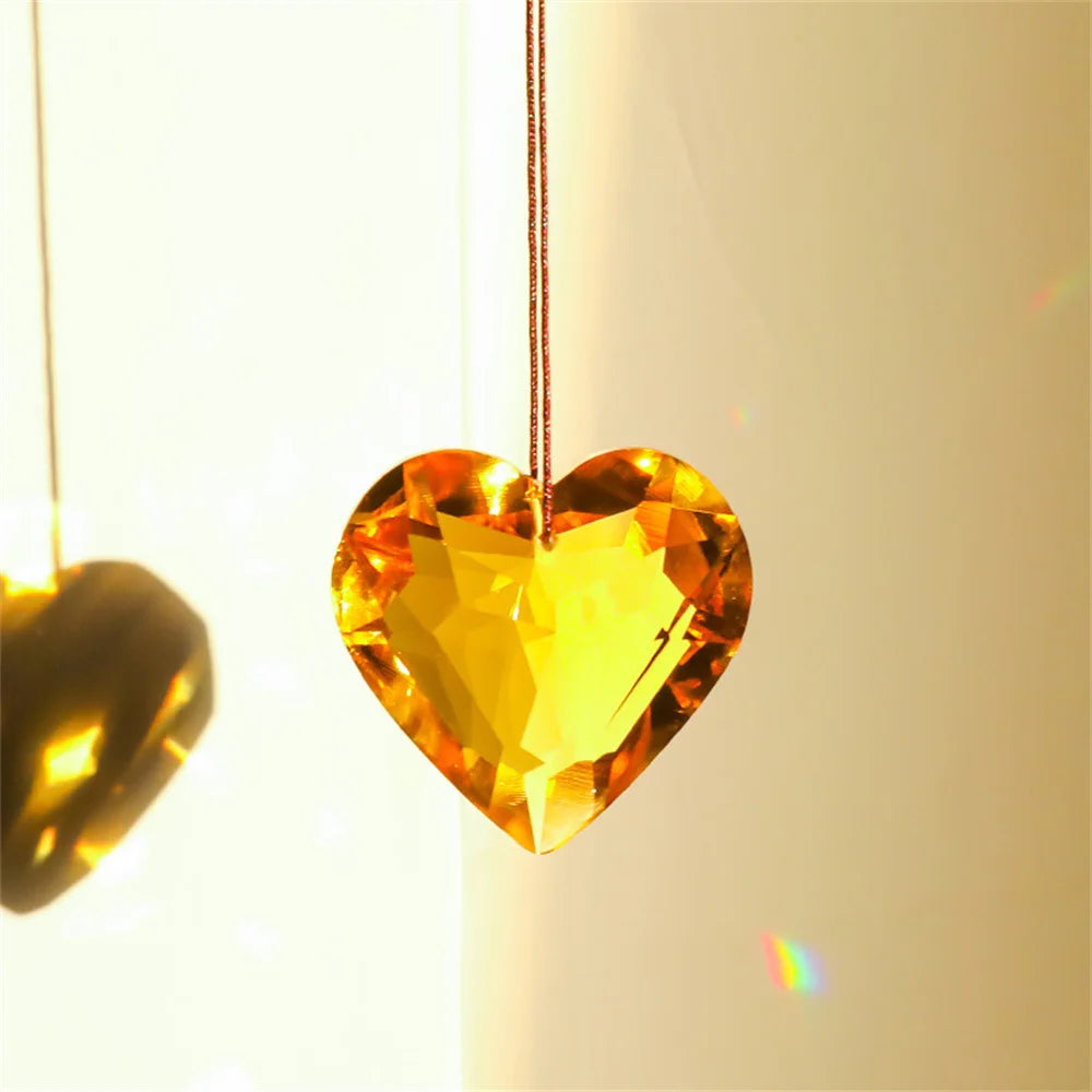 45mm Hanging Heart Suncatcher Prism Pendant Crafts for Home Office Garden Decoration Rainbow Maker Window Pendant 2025 Xmas Gift