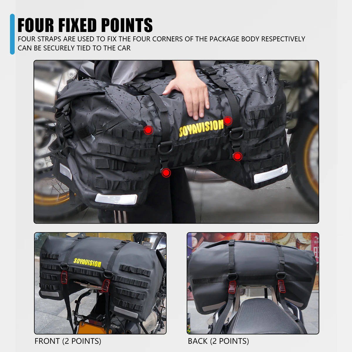 SOYAVISION 20L 50L 70L 80L 100L Motorcycle Waterproof Tail Bag Travel Outdoor Luggage Bag Motorcycle Seat Bag