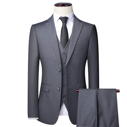 2023High-quality solid color (suit + vest + trousers) Men's business formal suit 3/2 business suit bridegroom and best man