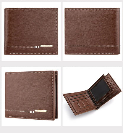 Nueva cartera para hombre, tarjetero, monedero con cremallera, cartera corta de negocios con estampado de lichi de alta calidad.