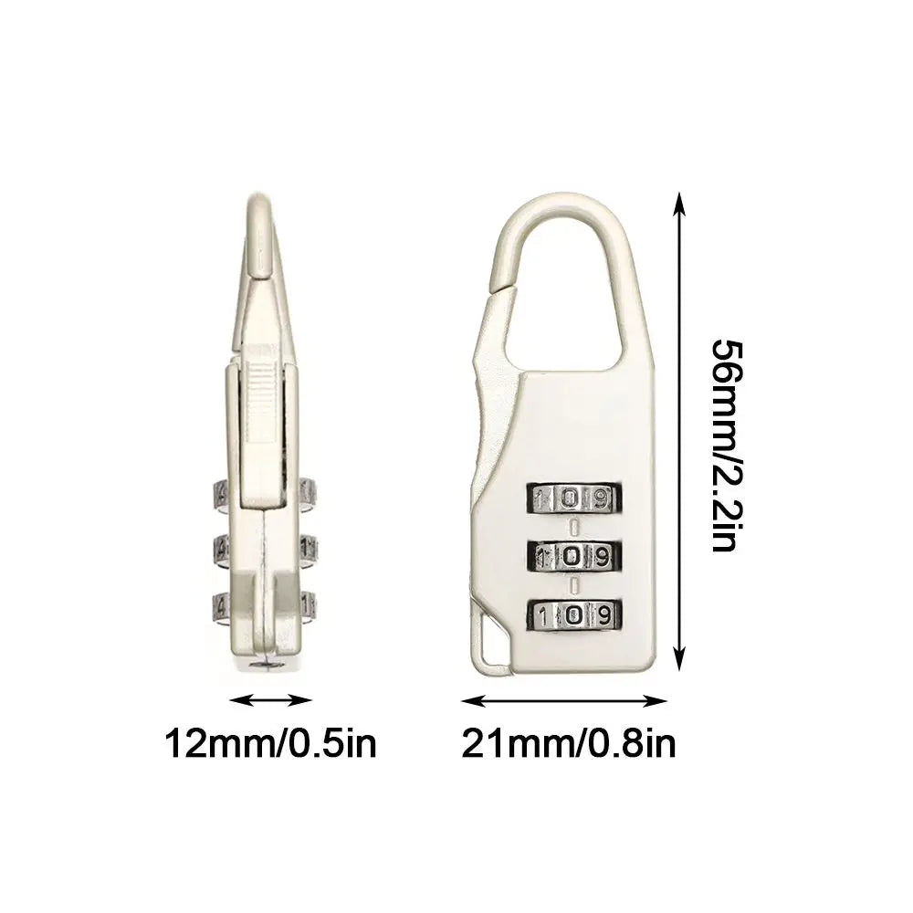 Bags Baggage Door Padlock 3 Dial Digit Combination Secret Safe Code Password Locks Bookbag Anti-theft Backpack Zipper Padlock